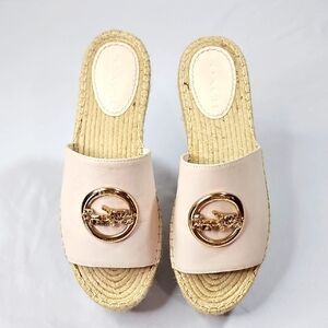 Coach Women's Cream Slide Sandals Espadrilles Wedges Size 8.5